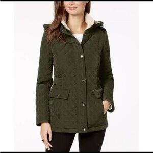 Laundry By Shelli Segal Green Quilted Puffer Jacket with Hood
